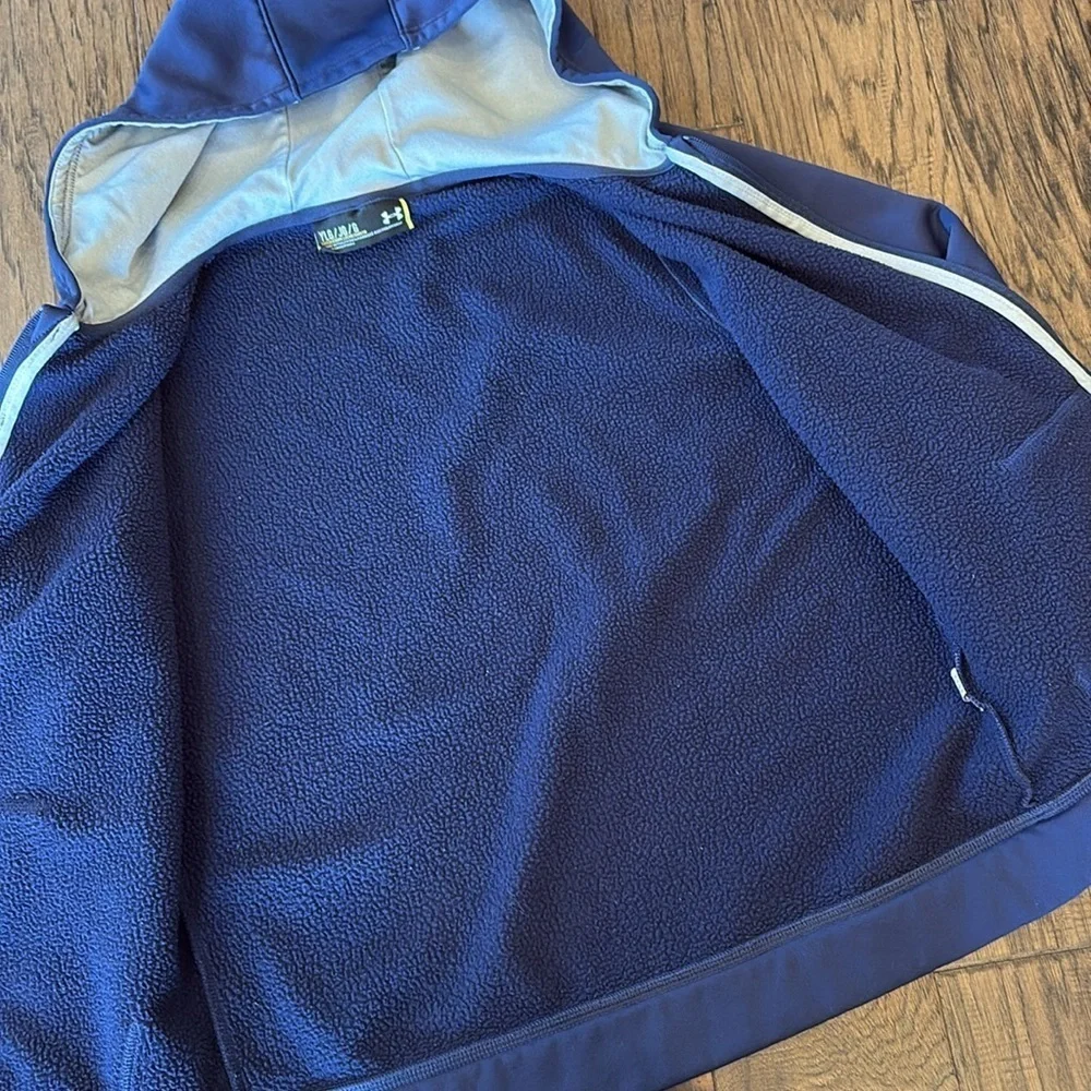 Under Armour Kids Navy and Orange Zip-up fleece lined Hoodie